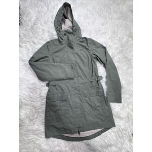 The North Face Rain Parka Jacket Women's Small Long Hooded Sash Belt Tie Winter